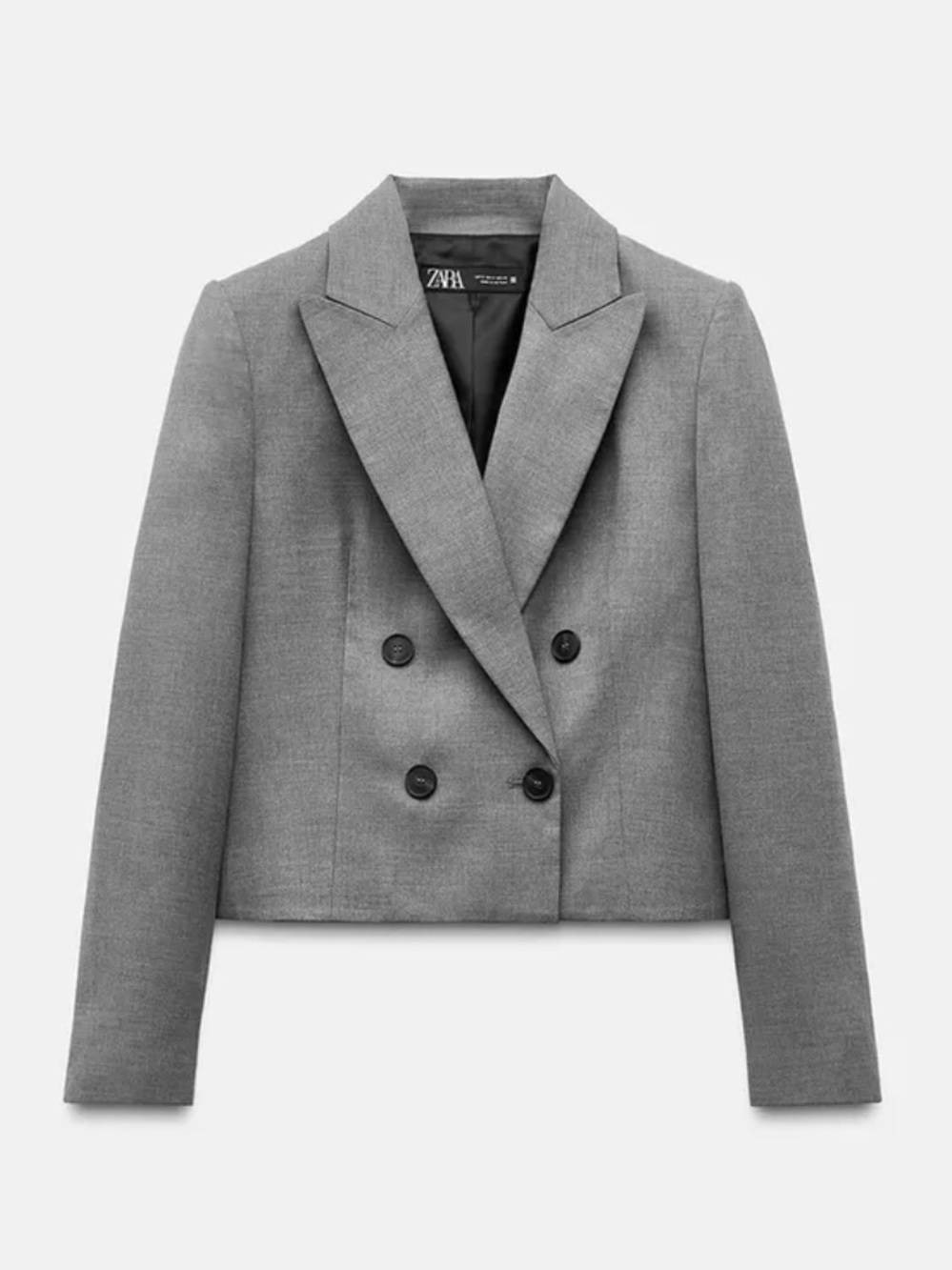 NWOT ZARA Gray Double-Breasted Cropped Blazer
